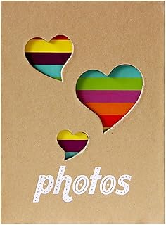 Erinnerungsbuch für Babyfotos - Kraftpapier-Album mit Herzmotiven, Praktisches Fotogalerie-Heft zum Einschieben, Nachhaltiges Papier-Sammelalbum | Präsent zur Babyparty Kinderzimmer Wanddekoration Arc